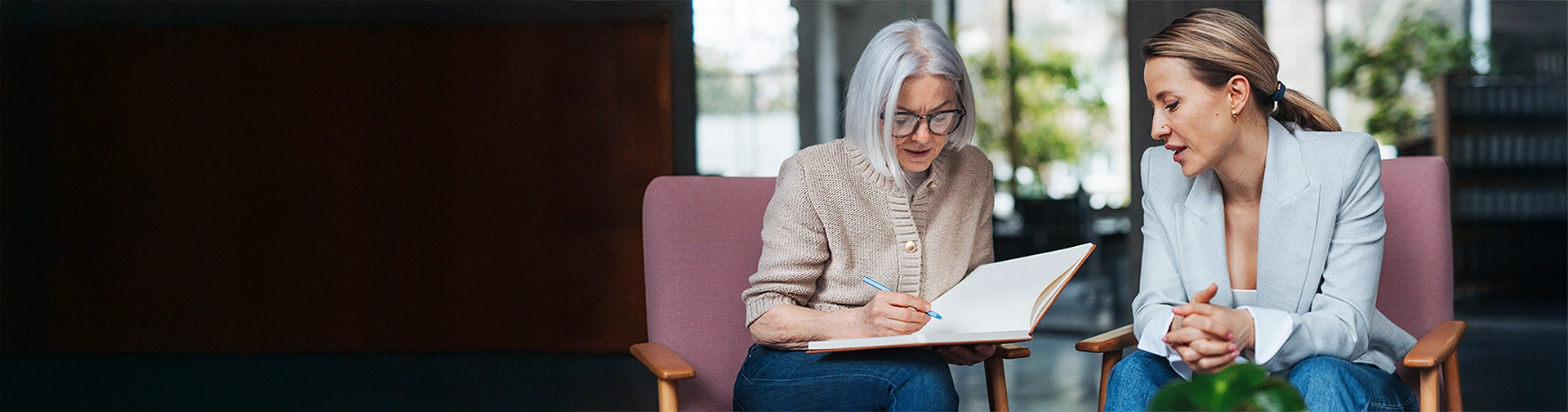 Two people having a conversation.
