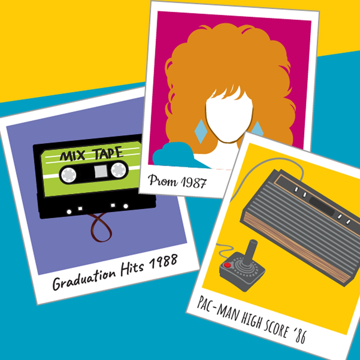 Retro-style illustration with mixtape, prom photo, and video game console – intended to evoke nostalgia and highlight the importance of preventive screenings